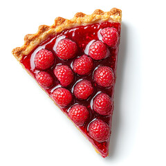 Slice of Raspberry Tart with Fresh Berries and Glazed Topping