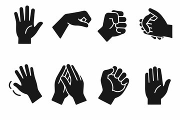 Obraz premium Hand gesture silhouette icon set. communication, expression graphics collection