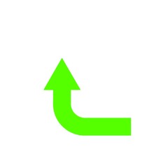 シンプルな直角矢印（緑）