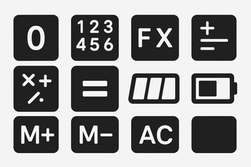 Calculator, mathematics solid icon set. calculation, finance tools solid collection