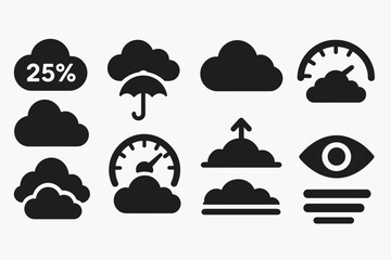 Weather and forecast solid icon set. cloud, rain, visibility symbols collection