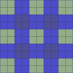 ネイビー＆オリーブの温もり格子