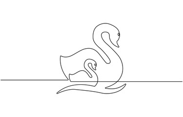 Continuous one line drawing of swan, vector. © shrabon2005