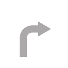 シンプルな直角矢印（グレー）