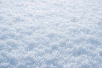 Close-up of sparkling snow blanket under bright sunlight
