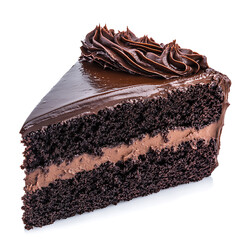 Decadent Slice of Chocolate Cake with Rich Frosting and Cream Filling