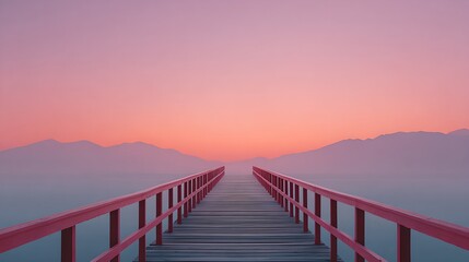 Obraz premium Serene Sunset Over a Wooden Pier at Dawn