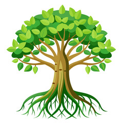 green Banyan tree with green leaves