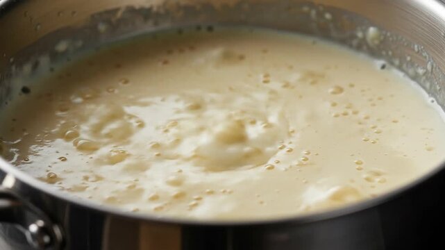 Close-up of bubbling sauce &ndash; hot, rich texture with steam and intense cooking detail - White sauce