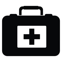 Obraz premium Black and white first aid kit medical emergency healthcare symbol illustration graphic