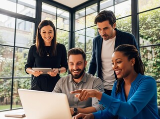 Group of business people working together in office