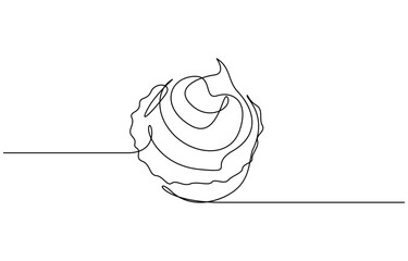 Continuous one line drawing of delicious cupcake vector illustration. Editable outline