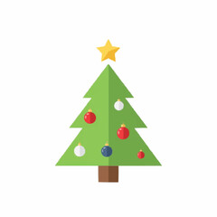 Obraz premium Christmas tree decorated with ornaments and star on top 