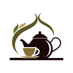 Tea house logo vector illustration.
