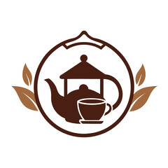  Tea house logo vector illustration.