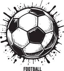 Black and white soccer ball splash design football sport
