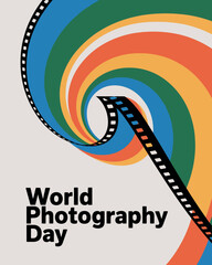 Obraz premium World Photography Day with Film Roll Design