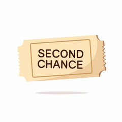Ticket with text 'Second Chance' in flat design style  