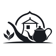 Tea house logo vector illustration.

