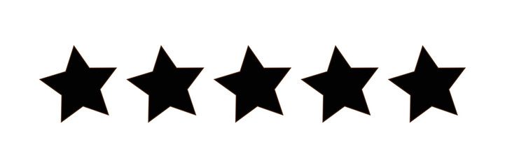 Obraz premium Set of five star icon collection. Yellow and black star symbol. Vector Illustration.