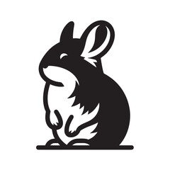 Obraz premium Tribal American Pika Silhouette with Swirls Curved Lines and Cutout Patterns Clean Black Animal Design for Cricut and Sublimation