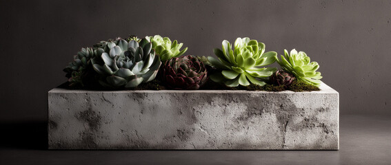 Succulent plant in concrete pot for interior design