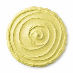 A top view of pale mint chutney with yellow green undertone