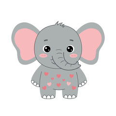Fototapeta premium Cute elephant character with heart patterns and smiling expression 