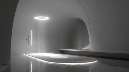 Futuristic Minimalist Shower Room with LED Rainfall Feature