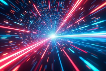 Capturing the Cosmic Journey: A Kaleidoscopic Tunnel of Neon Colors in Motion