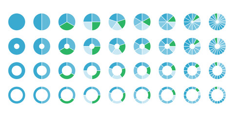 Infographic Pie Chart Vectors.  Circular Diagrams, Colorful Segments and Business Analysis Icons. Pie chart set Circle pie chart diagram