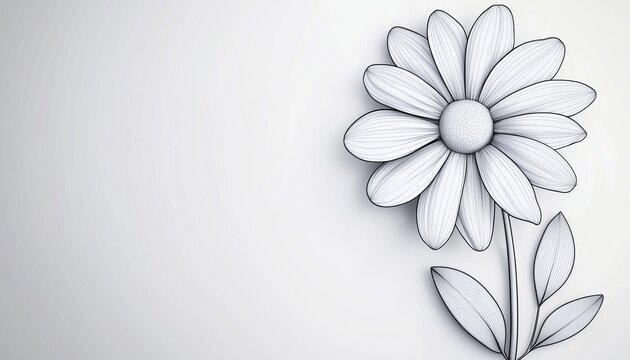 Elegant Doodle Sketch Of A Daisy Flower: Perfect For Wedding, Birthday, Valentine'S Day, Mother'S Day, And Other Seasonal Greeting Cards.