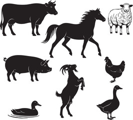 Fototapeta premium create need Vector Farm Animals Isolated on White illustration silhouette
