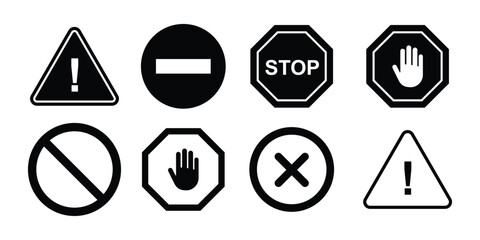 Vector Safety Icon set . Caution Signs, Hazard Alerts and Emergency Symbols. Caution warning sign vector illustration. Safety alert icon design