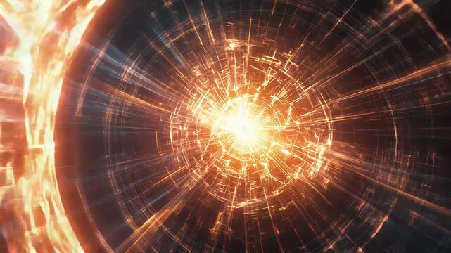 Bright circular portal opening in space time continuum