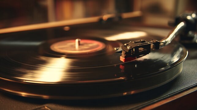 Vintage Record Player Vinyl Music Listening Home.