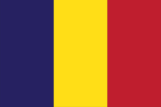 flag of Chad. Accurate dimensions and official colors. Symbol of patriotism and freedom. This file is suitable for digital editing and printing of any size.