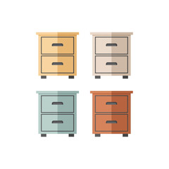 Set of Colorful Two-Drawer Nightstands or Side Tables