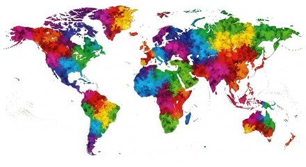 Colorful World Map: Vibrant Global Illustration for Travel, Geography, and International Projects