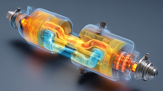 3D Render Engine Cutaway with Technology, and Automotive.