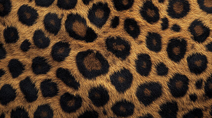 Vivid leopard skin fur pattern displaying rich black spots on vibrant golden background ideal for fashion design inspiration