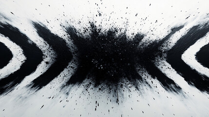Abstract black and white wave zebra pattern created with bold fluid brushstrokes displaying dynamic motion and contrast
