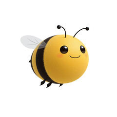 Obraz premium Charming cartoon bee character design with joyful expression and transparent isolated atmosphere