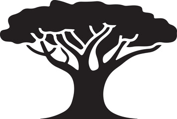 Obraz premium Banyan Tree Silhouette Vector Icon Set, Sacred Tree Design in Black, banyan tree illustration, symbol of tree clipart icon.