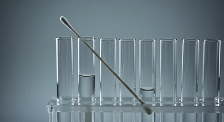 Scientist uses cotton swab for precise laboratory test tube sample collection