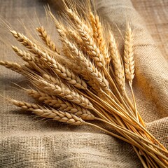 wheat ears on wooden background