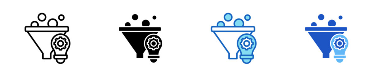 Innovation Funnel  Icon Set Multiple Style Collection