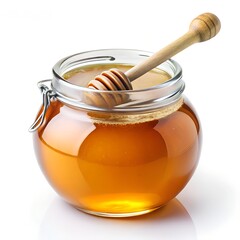 jar of honey with wooden spoon
