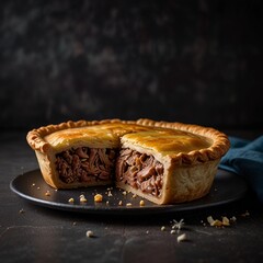 Buttery Meat-Filled Pie in Dark Ambience