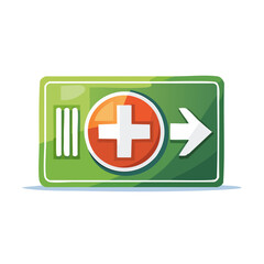 Obraz premium First Aid Sign Illustration Featuring an Arrow and Plus Symbol on Green Background for Healthcare or Emergency Concepts